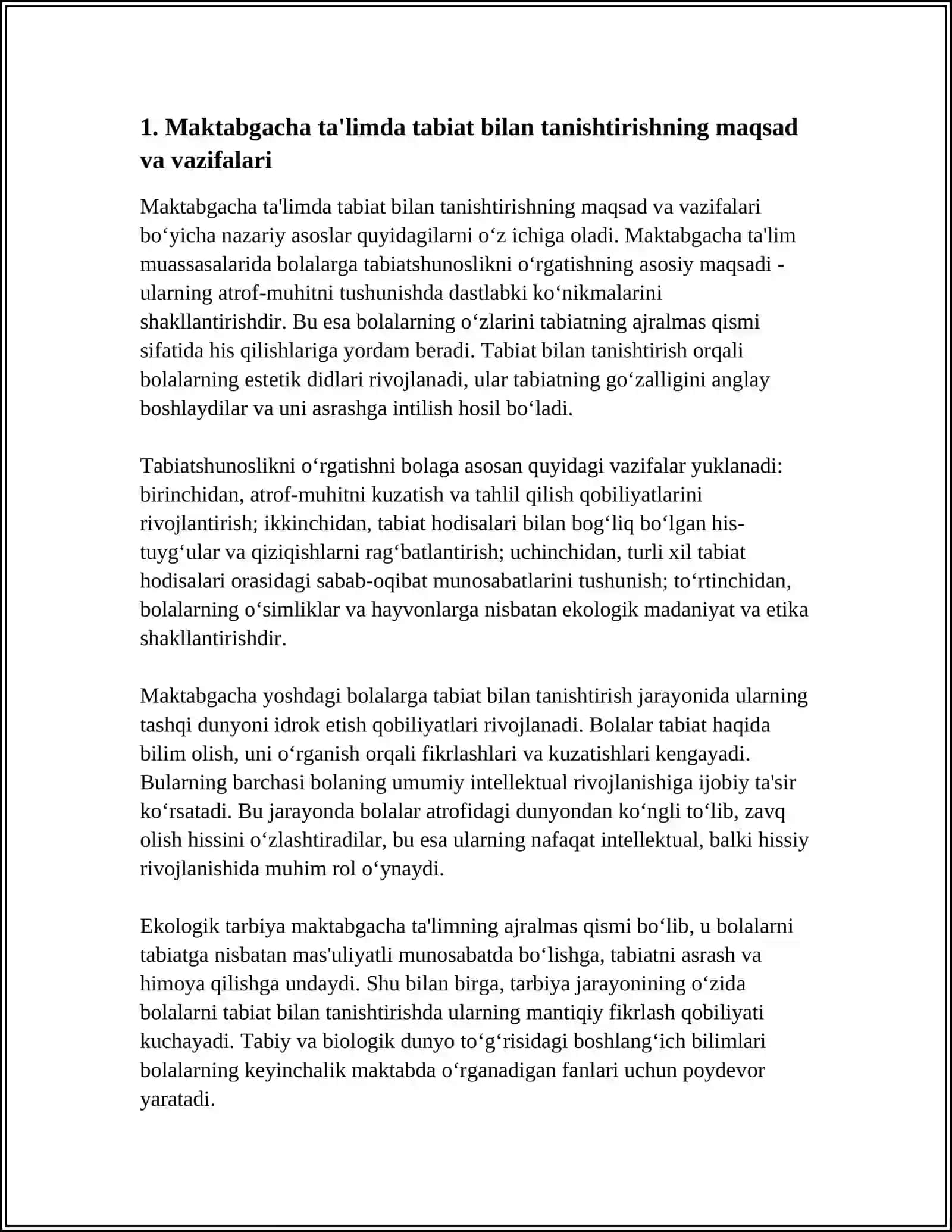 MAKTABGACHA TA’LIMDA TABIAT BILAN TANISHTIRISHNING NAZARIY ASOSLARI 3