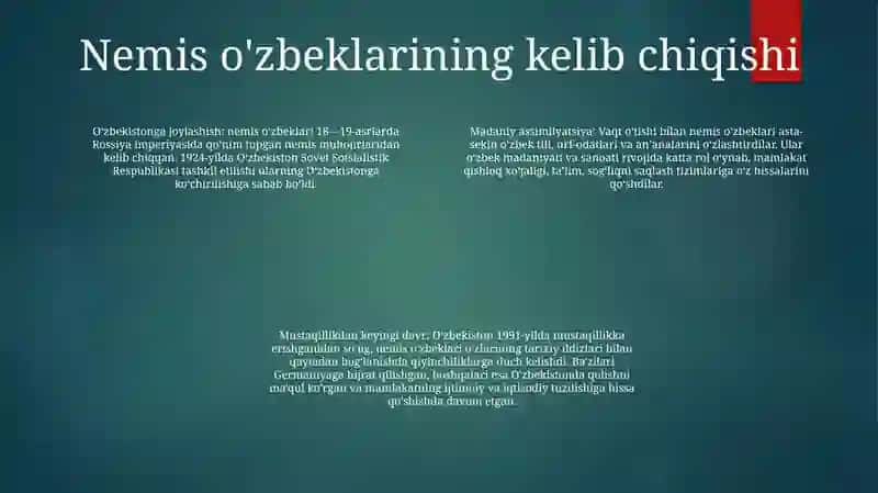 Germaniya Òzbeklari 19 20 Asrlarda 3