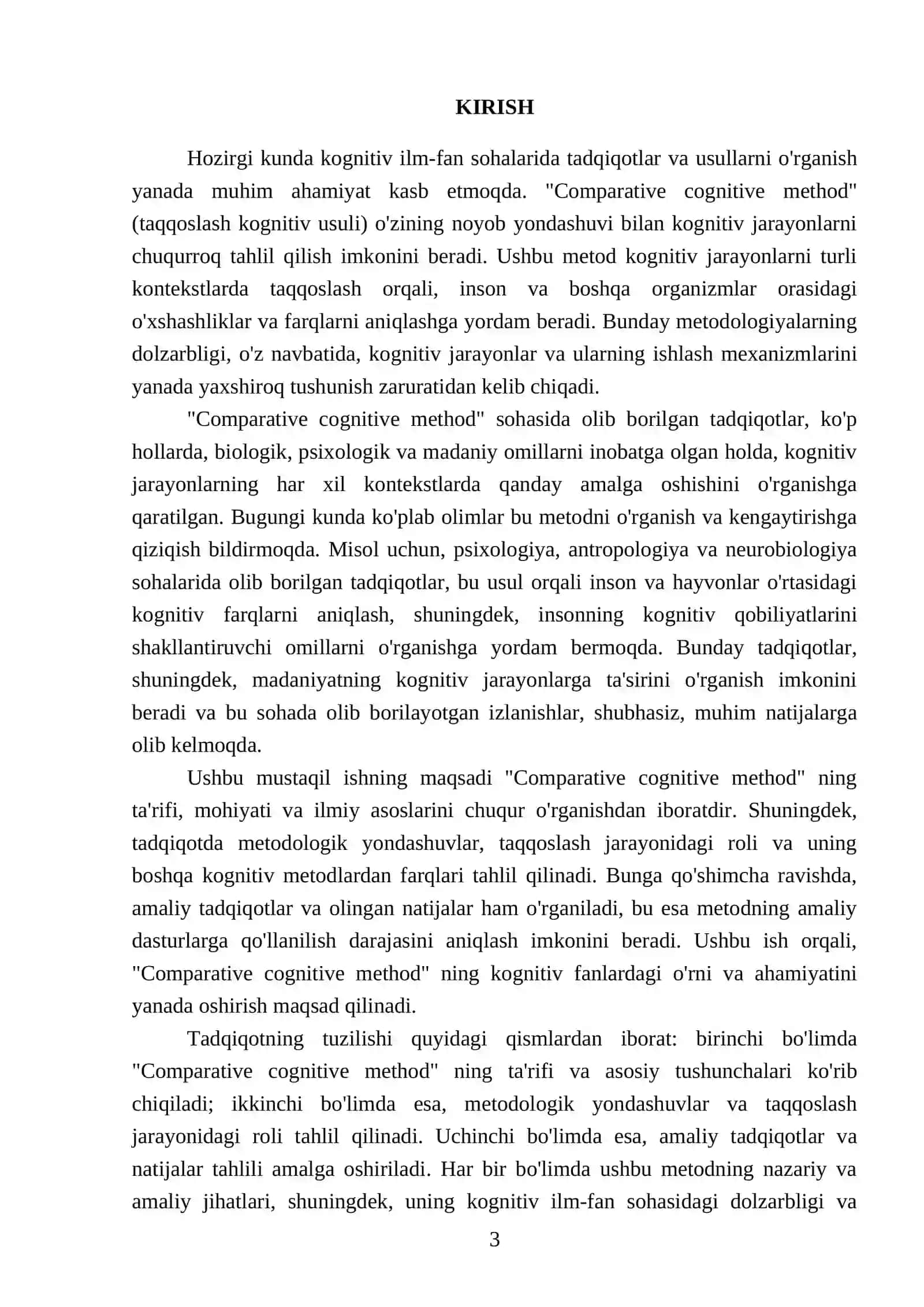 Comparative cognative method 3