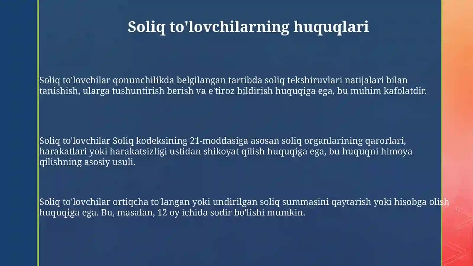 Soliqto’lovchilarninghuquqvamajburiyatlari 3