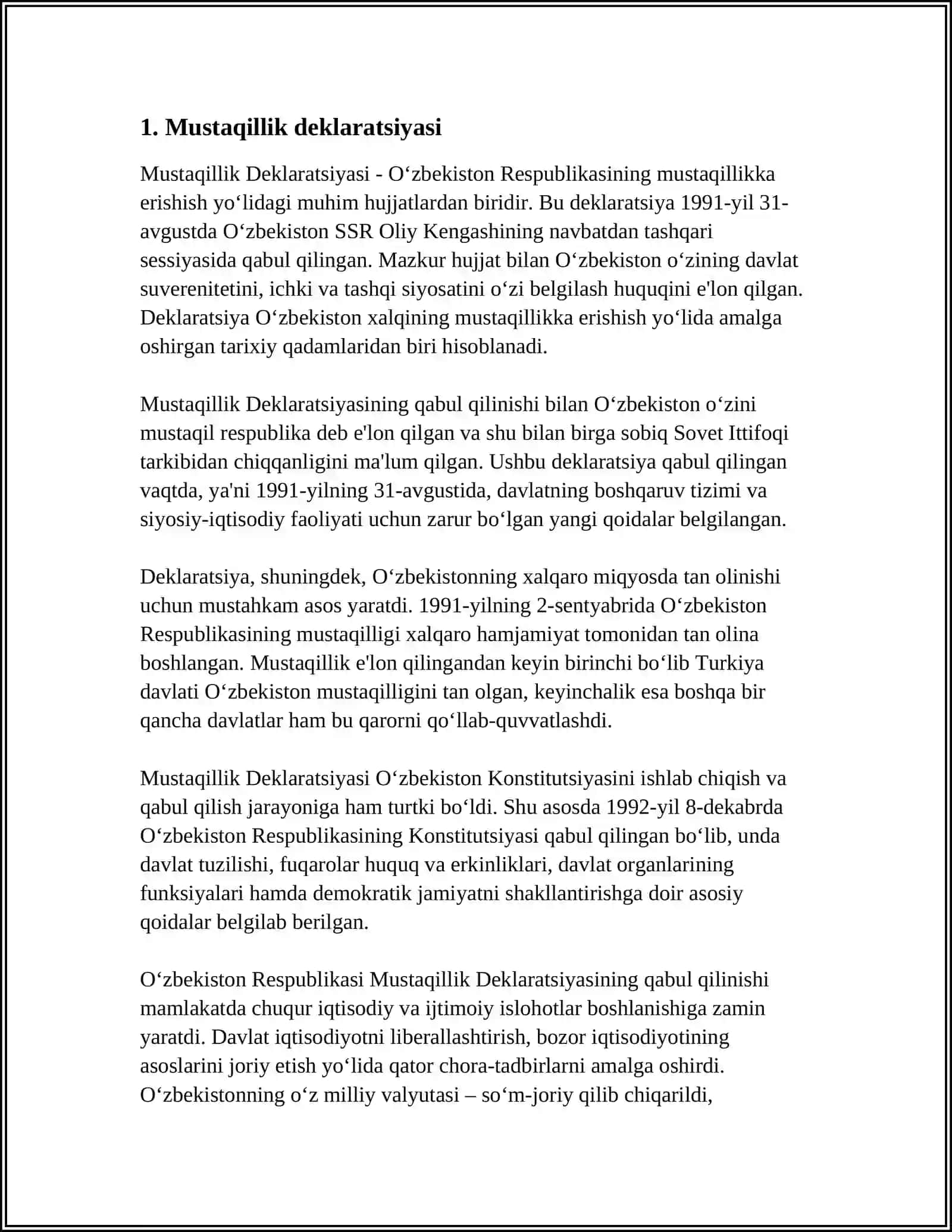O'ZBEKISTONDA DAVLAT MUSTAQILLIGI E'LON QILINISHI 3