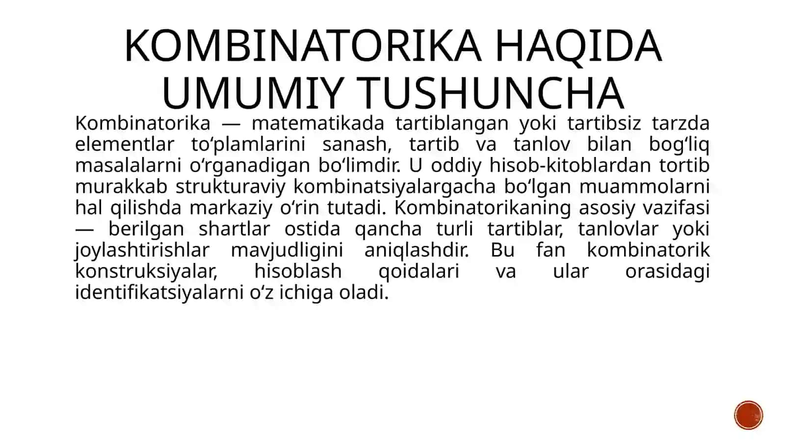 Kombinatorikada kòp qòllanadigan usul va qoidalar 3