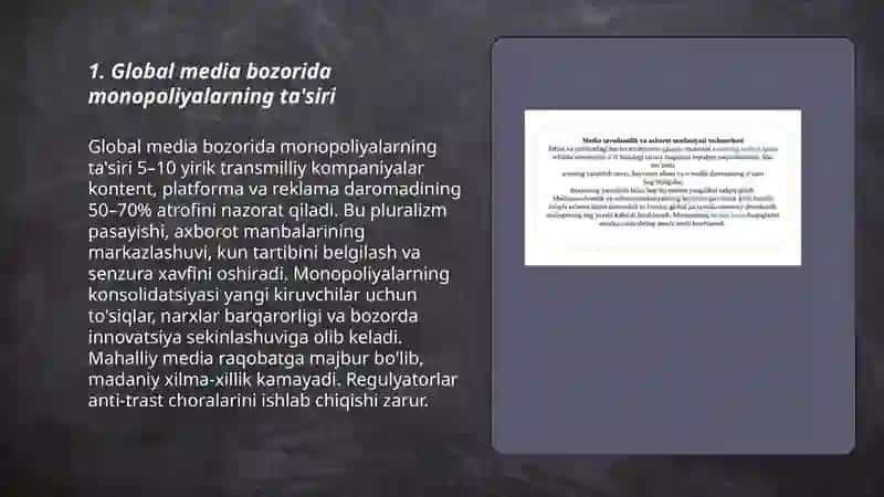 Bozorova Shaxinaning Mediasavodxonlik va axborot madaniyati fanidan tayyorlagan taqdimoti 3