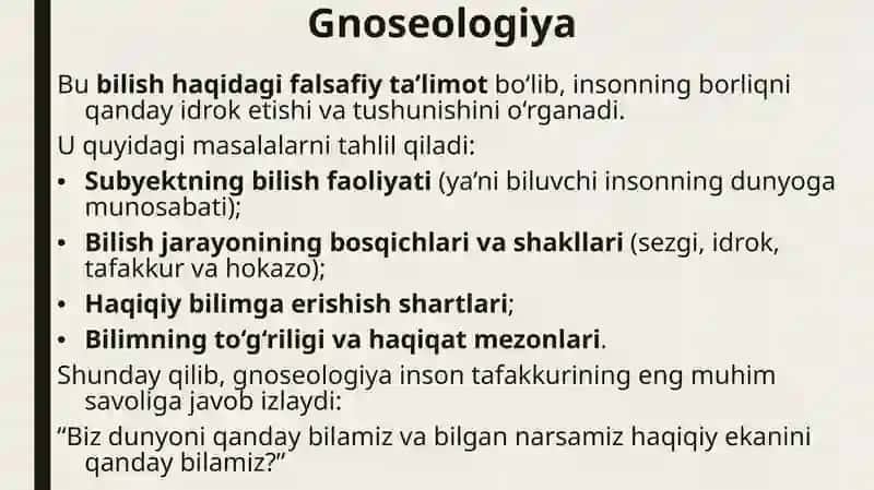 Gnosiologiya – Bilish falsafasi 3