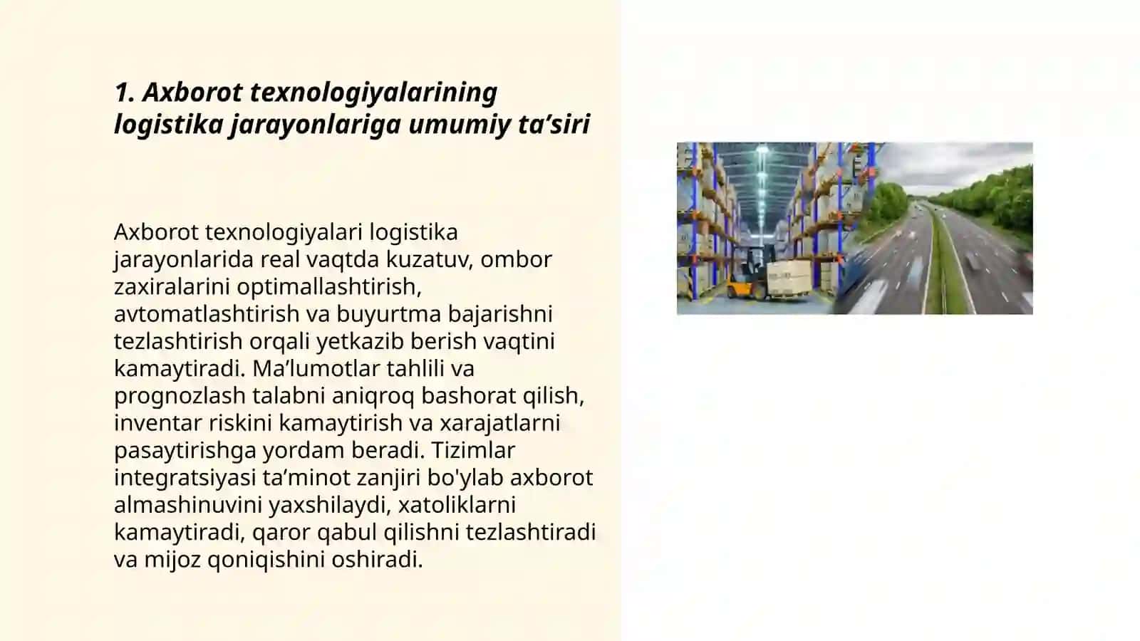 Logistik jarayonlarda axborot texnologiyalarining oʻrni 3