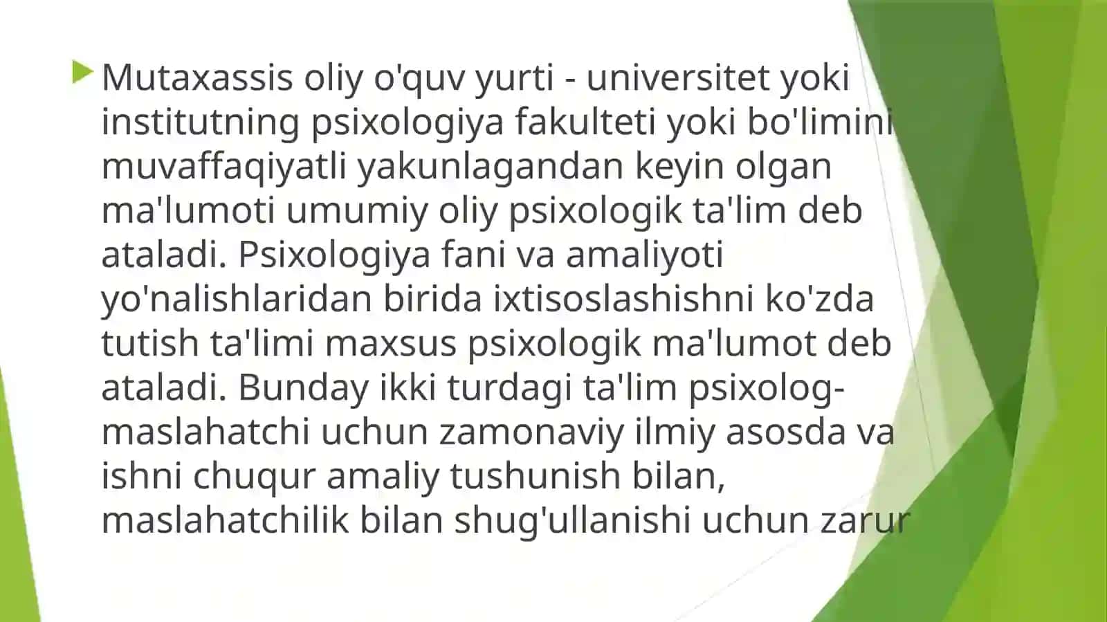 Psixolog maslahatchi va uning ishiga qo'yiladigan talablar, psixologik maslahatni o'tkazish va uning bosqichlari 3