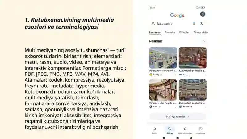 Kutubxonachinig multimedia texnologiyalaridan foydalanish koʻnikmalari 3