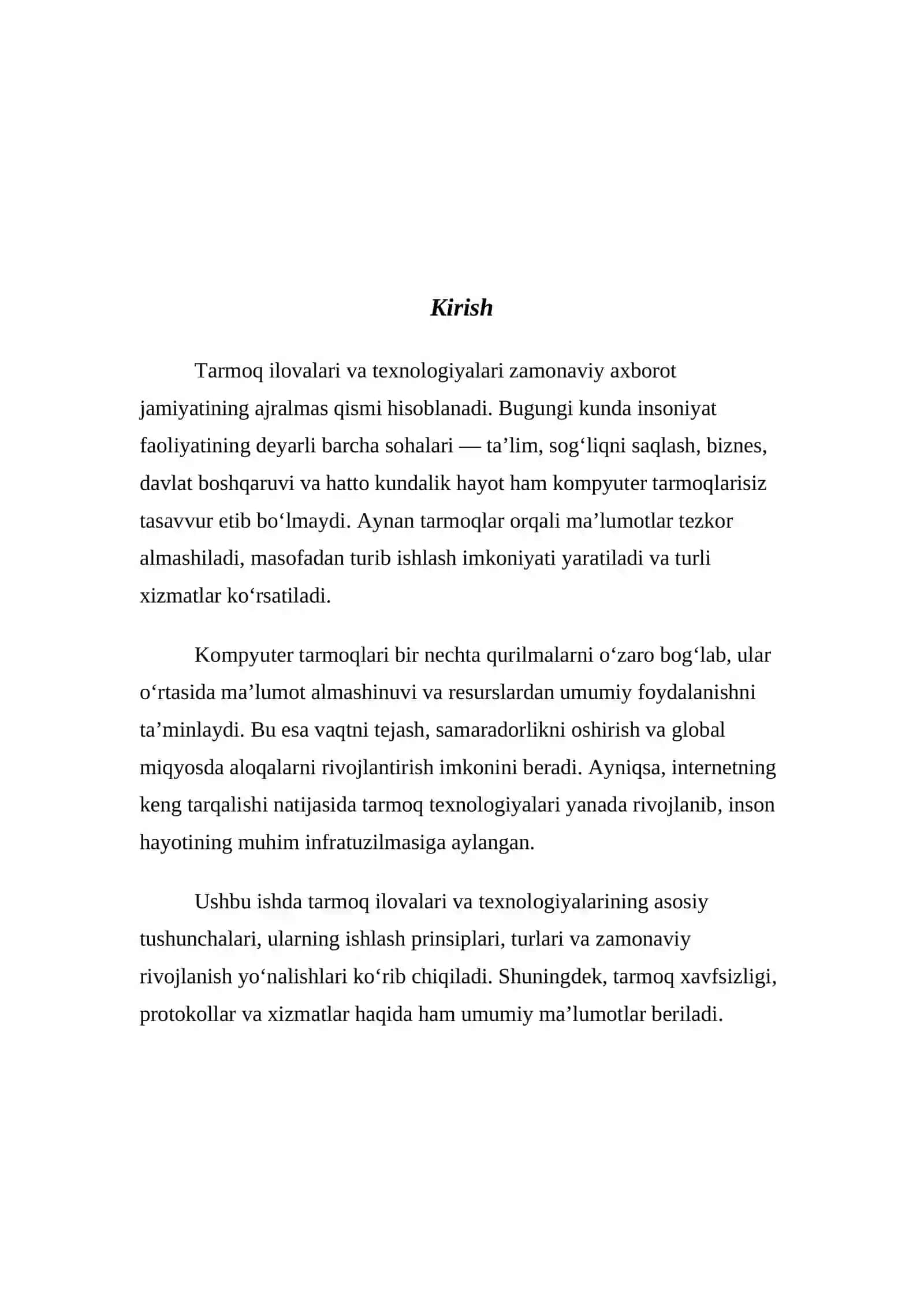 Tarmoq ilova va texnologiyalarining umumiy tushunchalari 3