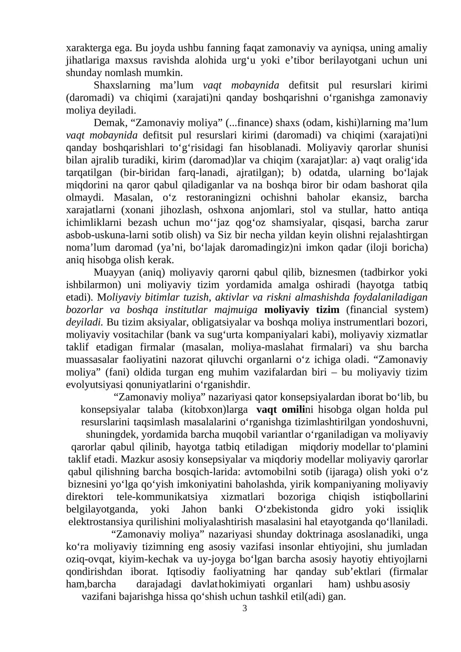 ZAMONAVIY MOLIYANING NAZARIY ASOSLARI 3