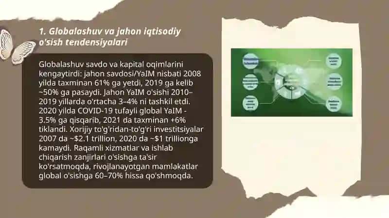 Globalashuv sharoitida jahon iqtisodiyoti rivojlanish tendensiyasi 3