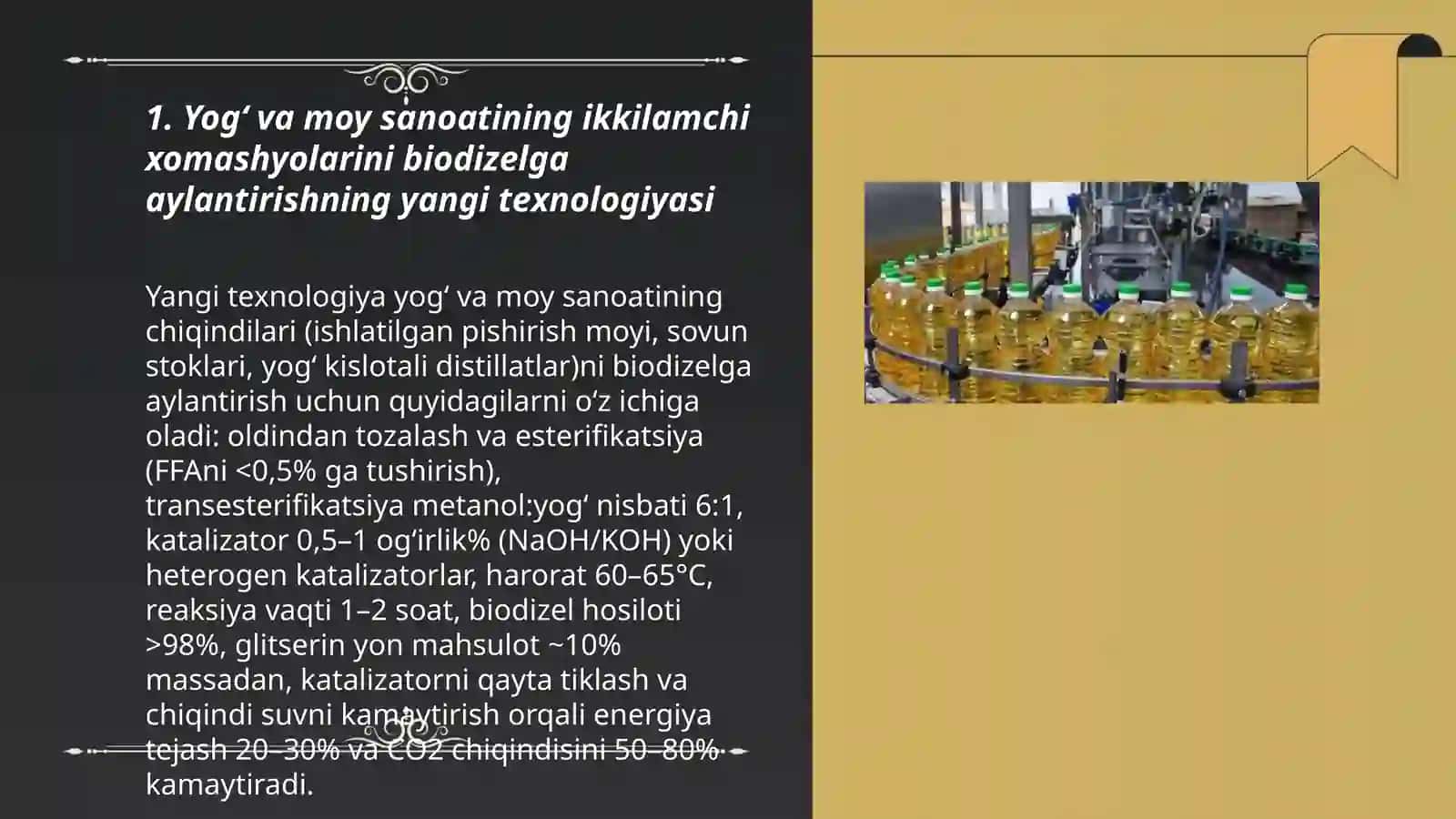 Yogʻ va moy mahsulotlarini ikklamchi xomashyolarini qayta ishlab yangi texnologiya yaratish 3
