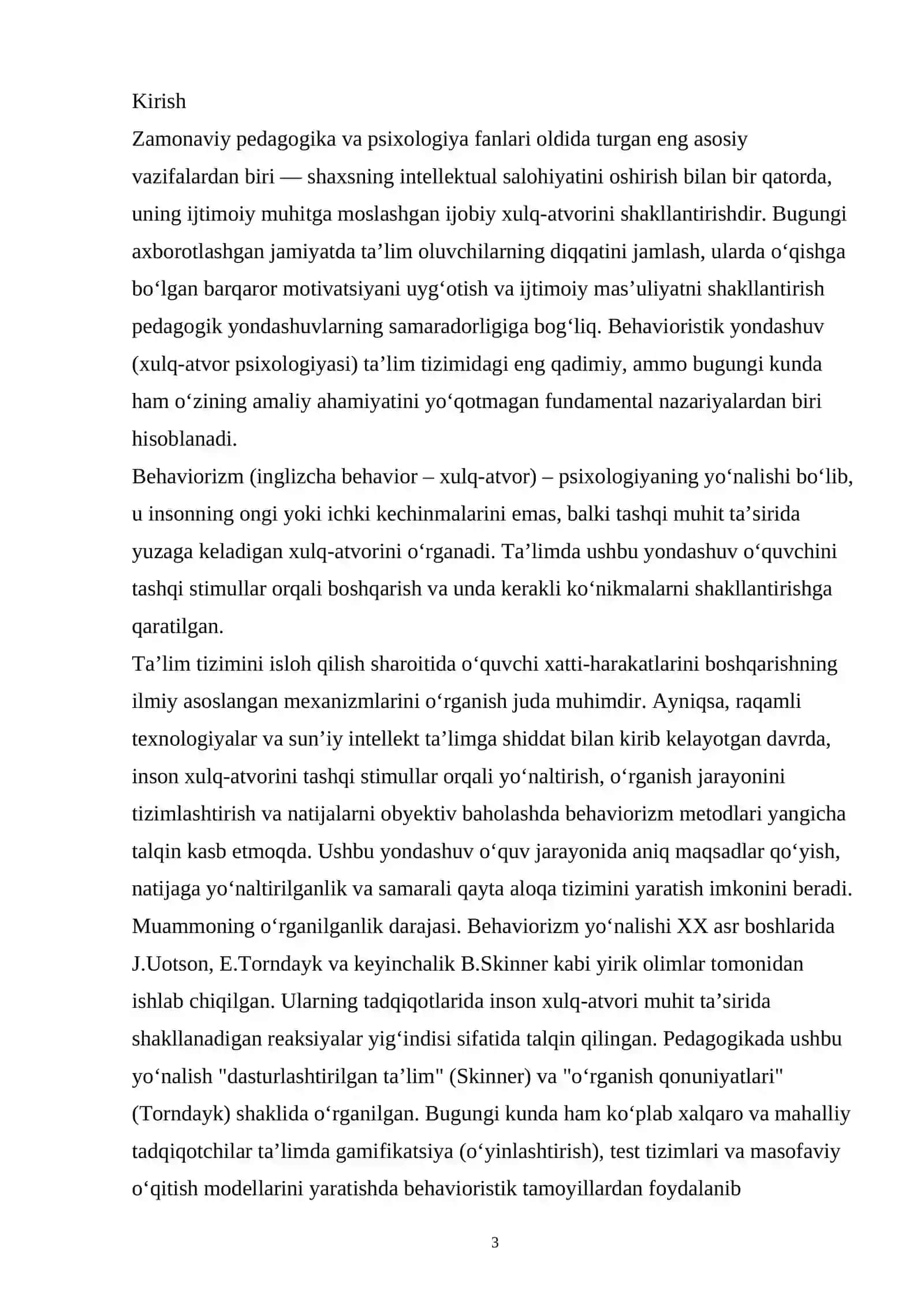 Ta’limda xulq-atvorni shakllantirish: Behavioristik yondashuv tahlili 3