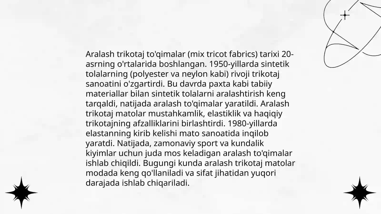 Aralash trikotaj to'qimalari haqida 3