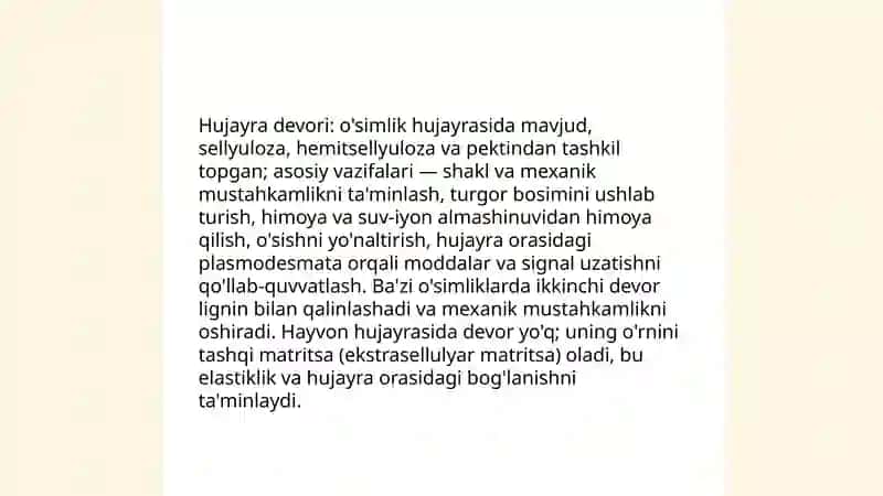Hujayra devori: mavjudligi va funksional farqlari 3