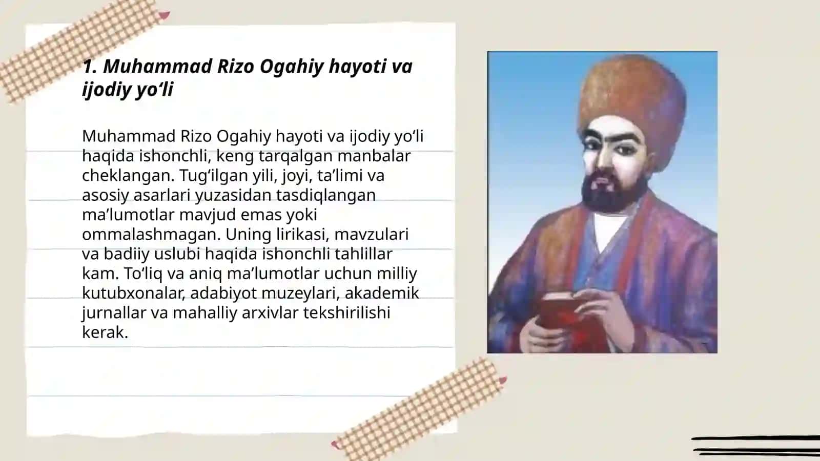 Muhammad Rizo Ogahiy va uning lirikasi 3