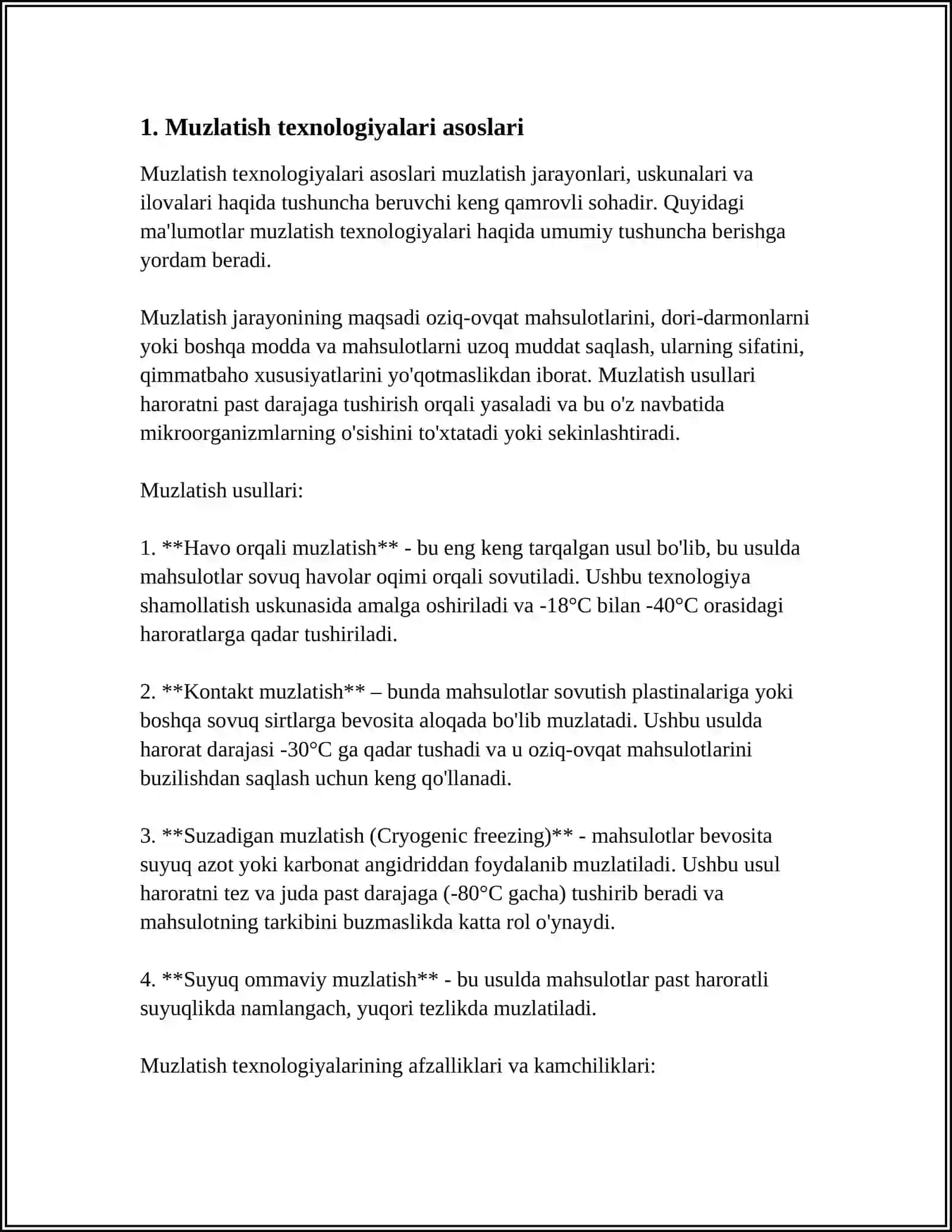 KONSERVA MAHSULOTLARI ISHLAB CHIQARISHDA MUZLATISH VA SUBLIMATSIYA JARAYONLARI 3