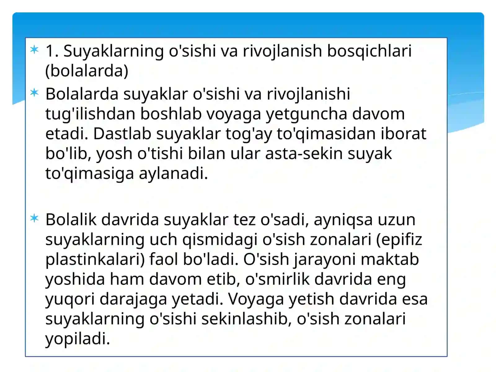 Suyaklarga qarab yoshni baholash usullari 3