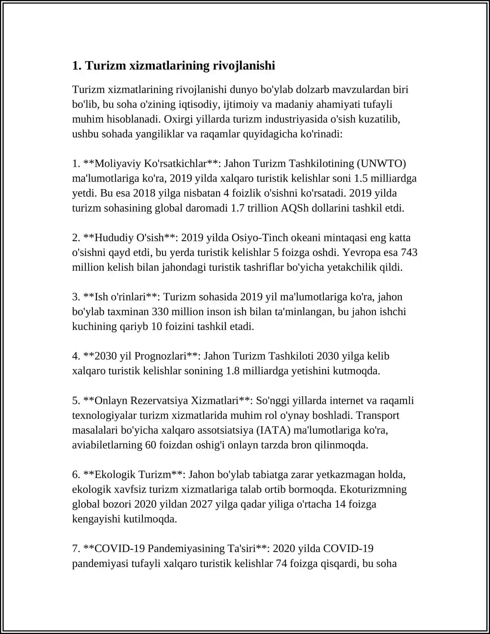 O'ZBEKISTON RESPUBLIKASIDA XIZMATLAR SOHASINING RIVOJLANISH DARAJASI 3