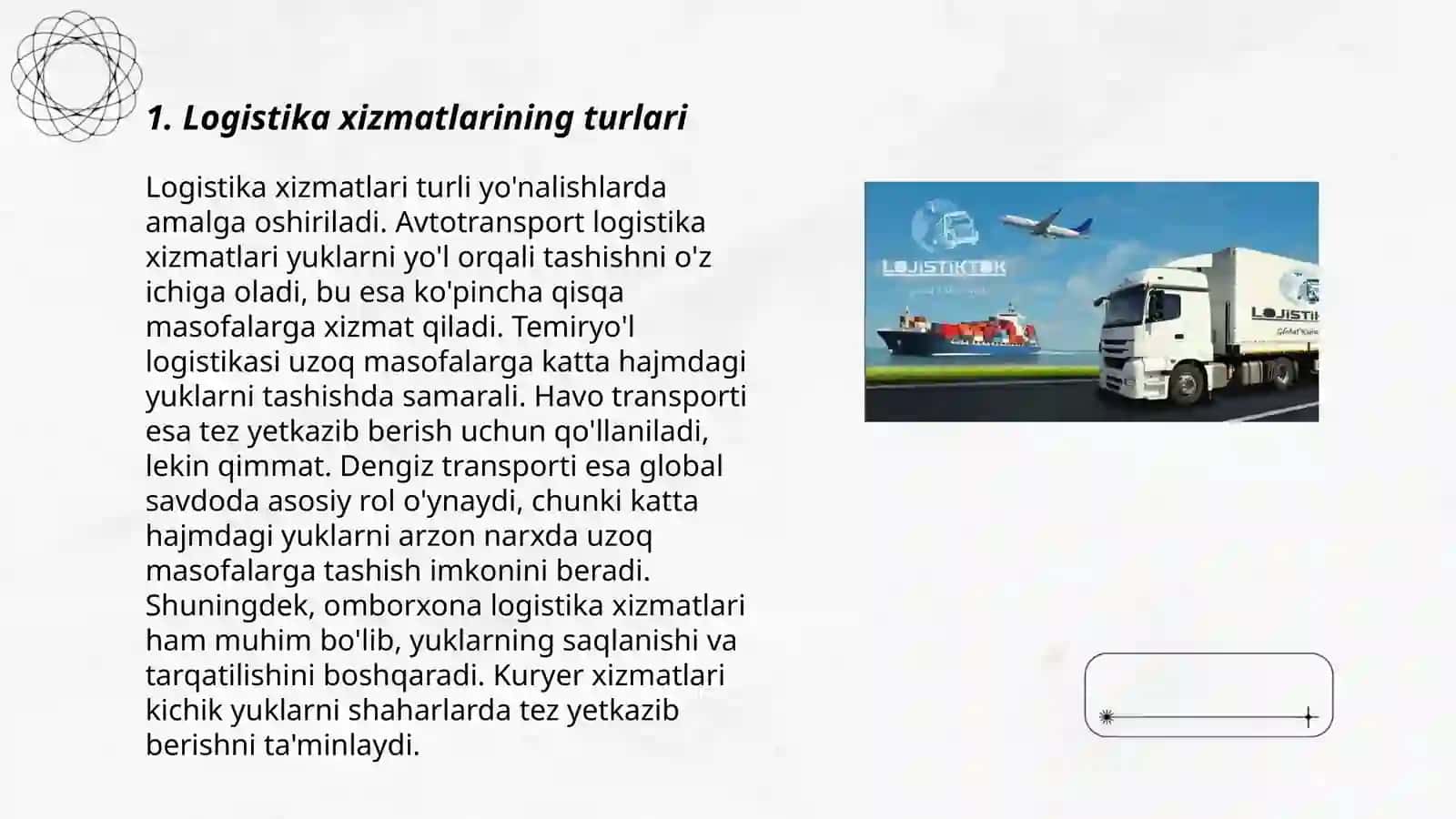 Logistikada servis va xizmat ko'rsatish 3