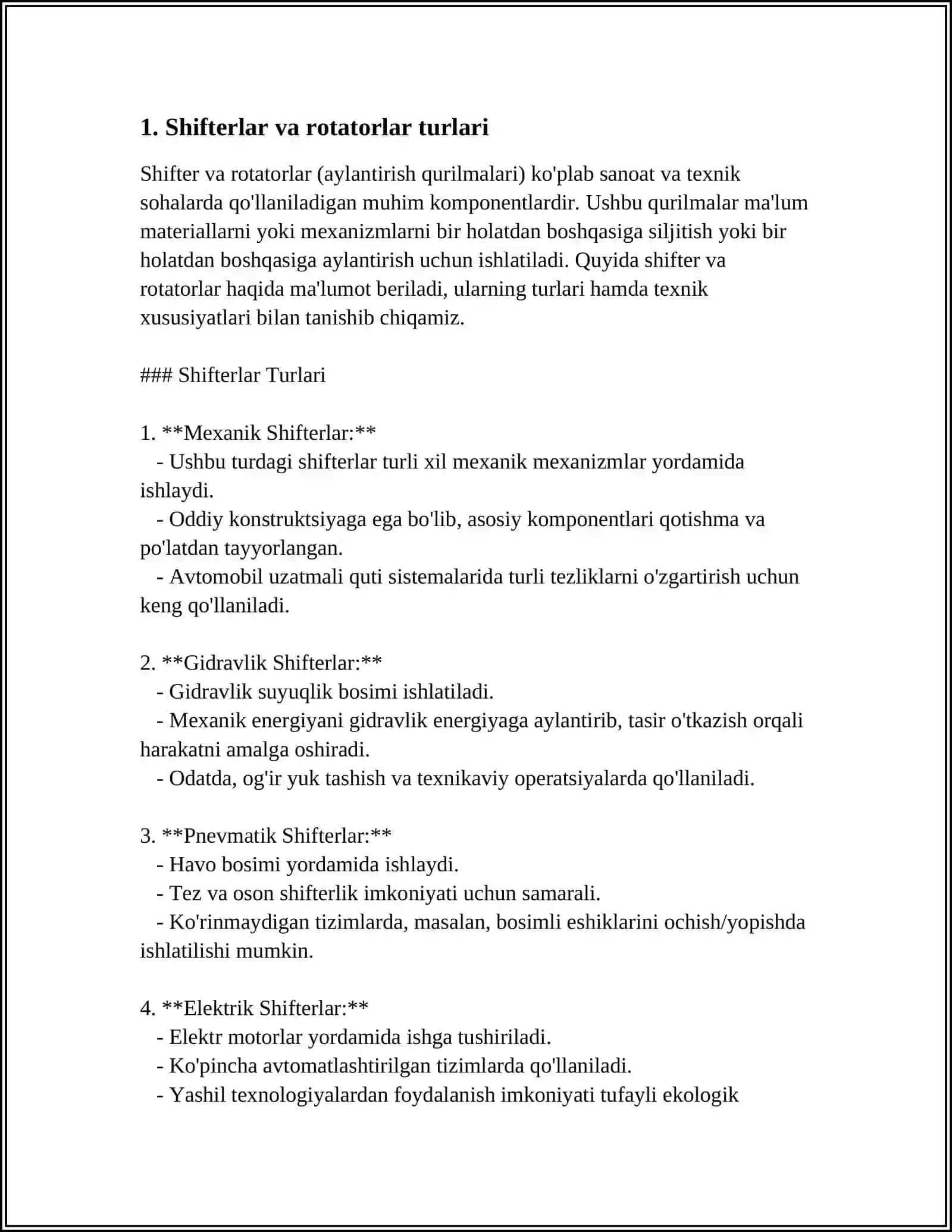 SHIFTERLAR VA ROTATORLARLAR: APPARAT DARAJASIDA SONLARNI KO'PAYTIRISH VA BO'LISH UCHUN ISHLATILISHI 3