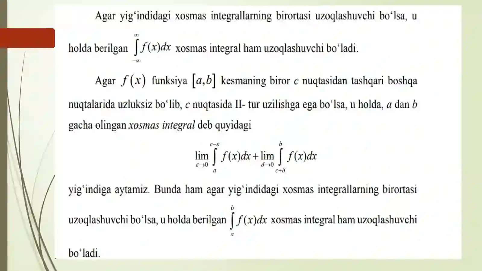 Xosmas integrallar 3