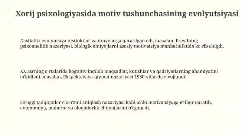 Xorij psixologiyasida motiv va motivatsiya muammosi 3