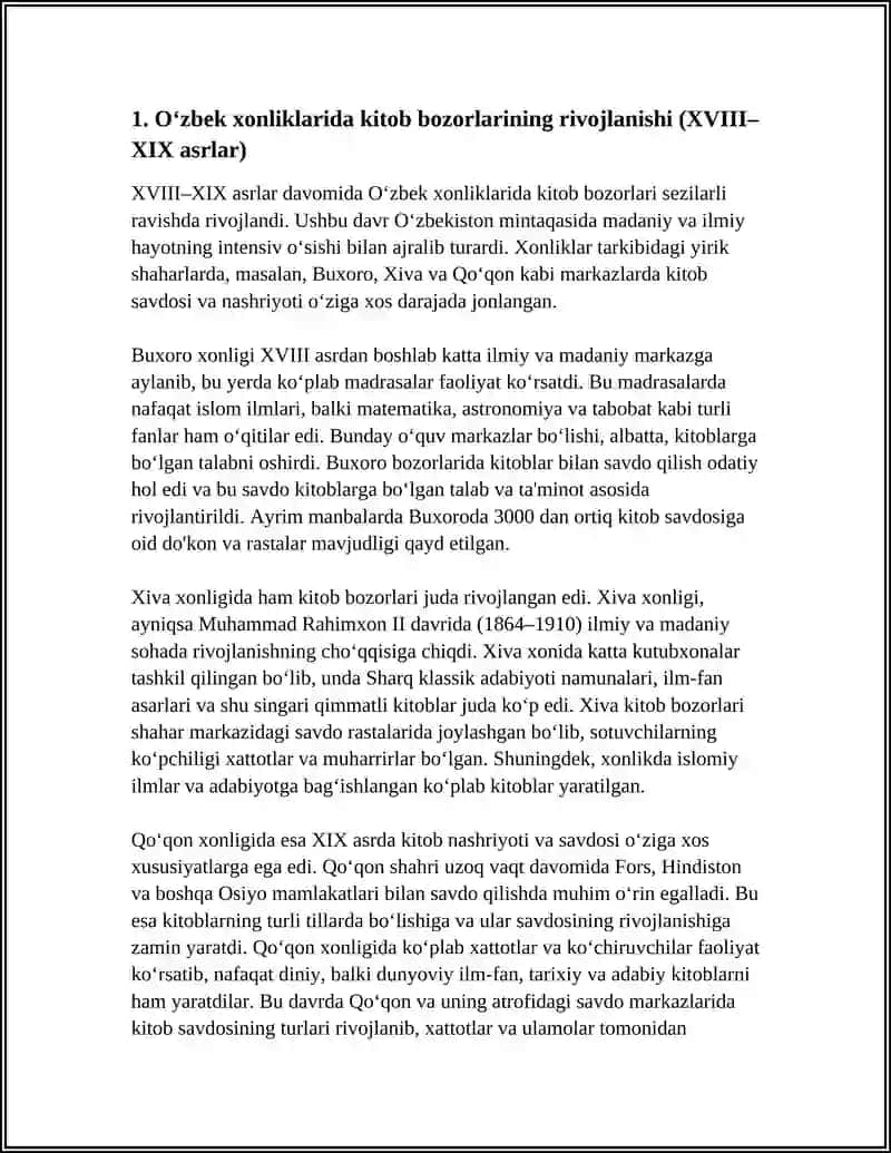 XVLLL-XIX ASRLARDA OʻZBEK XONLIKLARIDA KITOB SAVDOSI 3