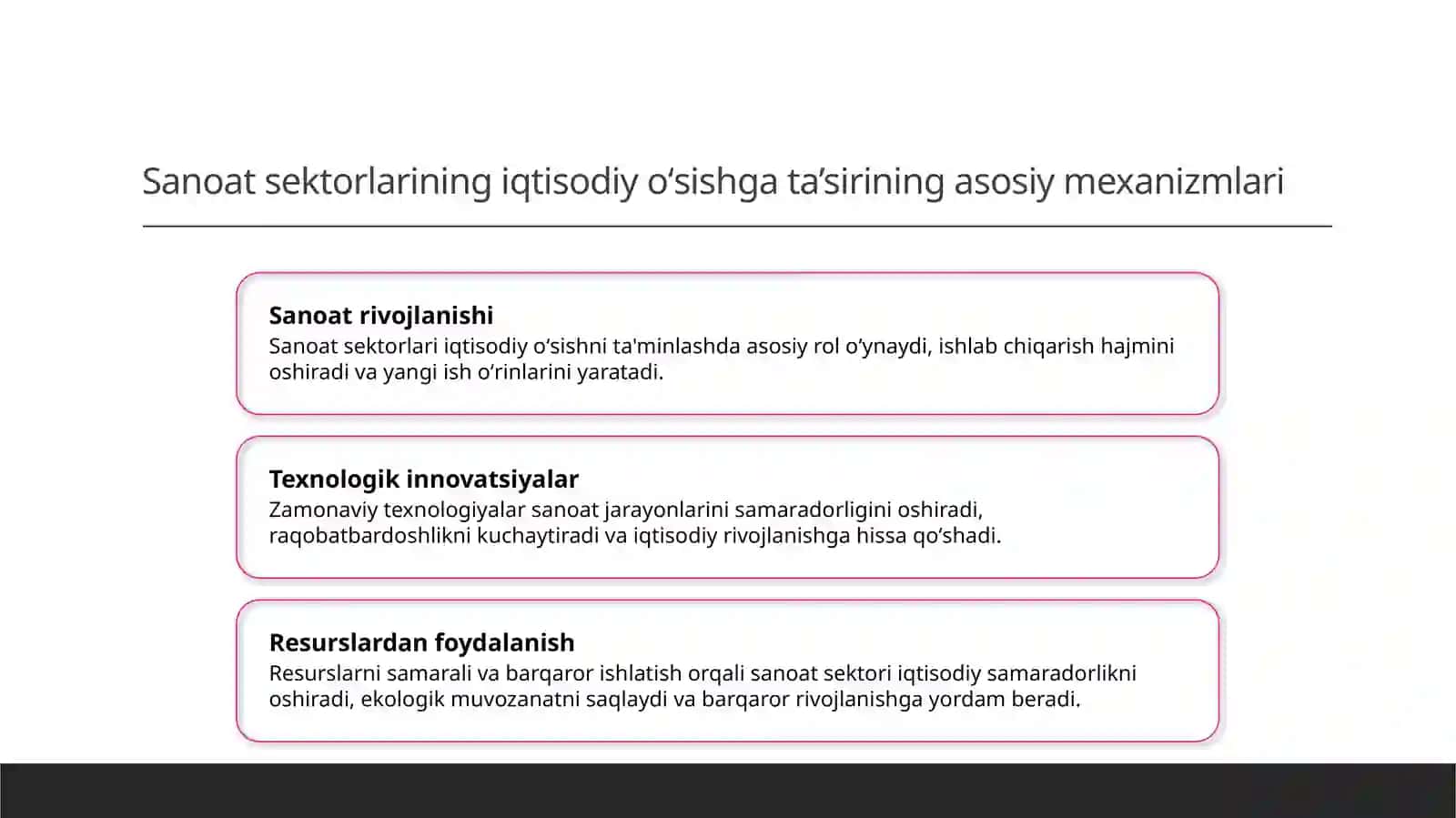 Sanoat tarmoqlarining iqtisodiy oʻsish va barqaror rivojlanishga taʼsirini oʻrganish 3