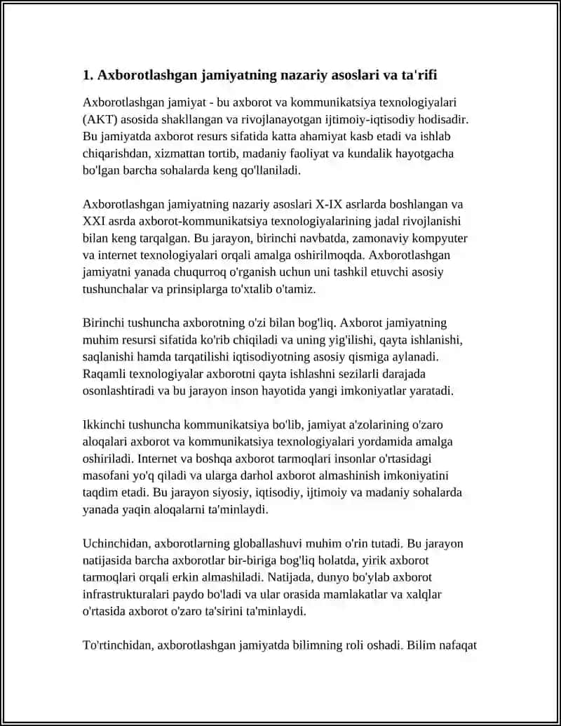 Axborotlashgan jamiyatning nazariy asoslari va ta'rifi 3