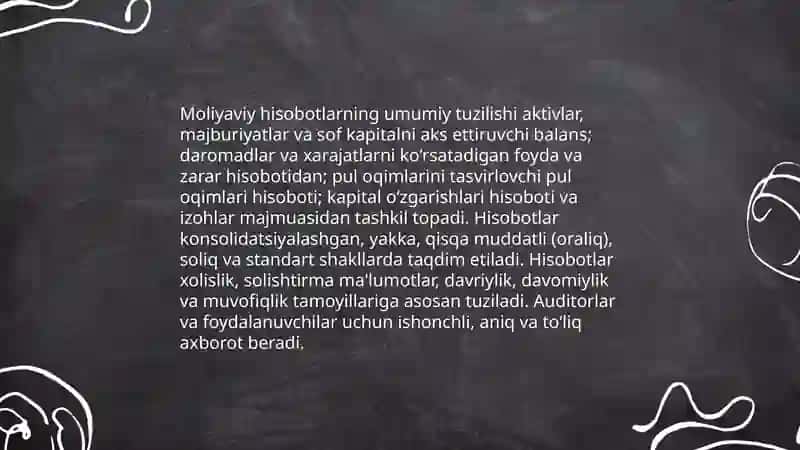 Moliyaviy hisobot shakllari va moliyaviy hisobotni baholash mezonlari 3