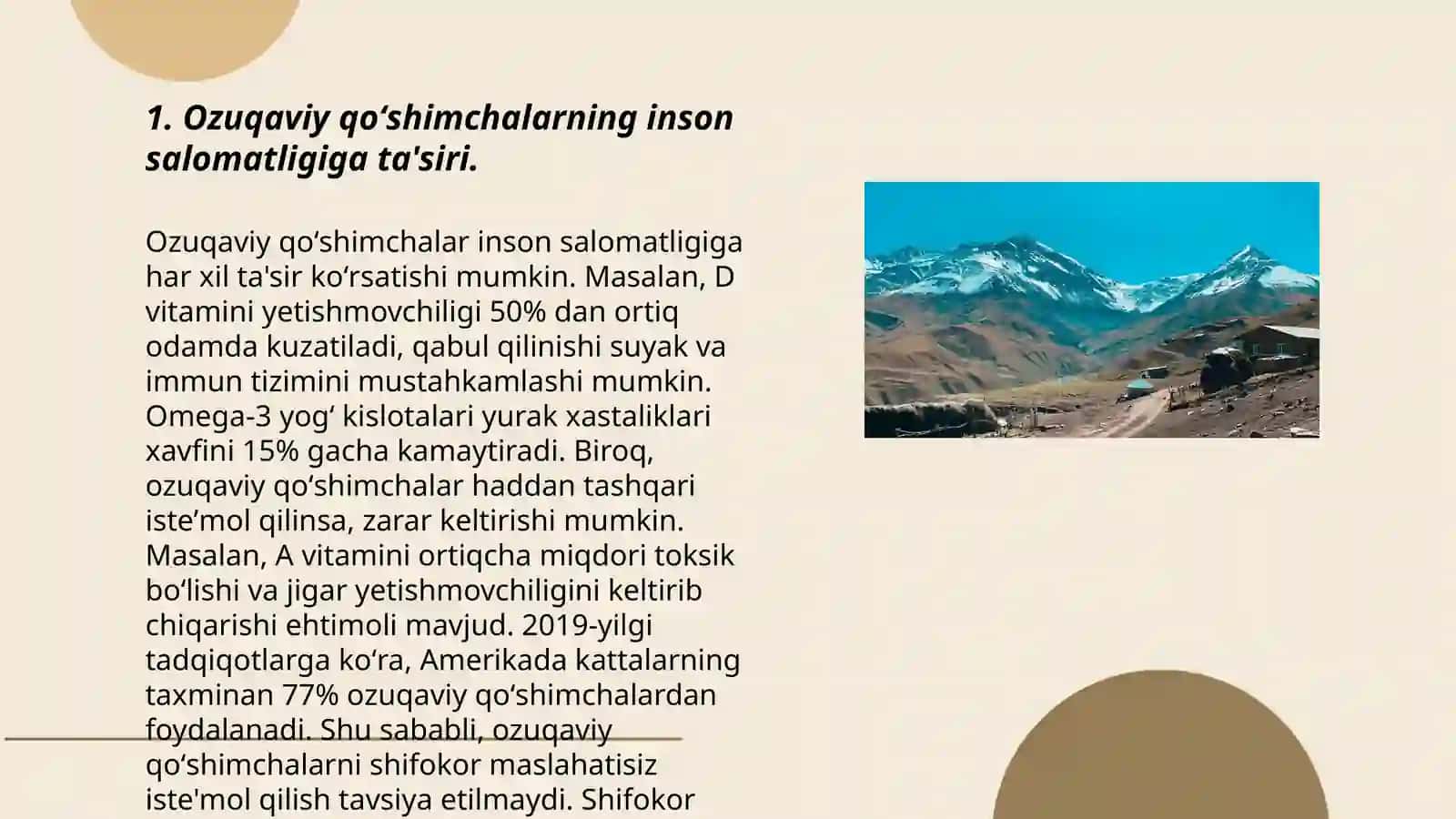 Ozuqaviy qoʻshimchalar ta'sirini fiziologik baholash 3