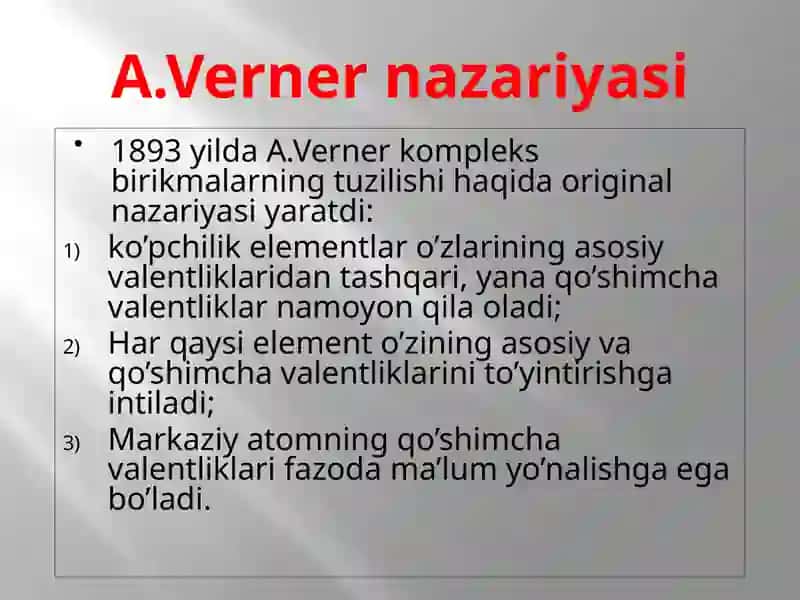 Kompleksbirikmalar Alfred Verner 3