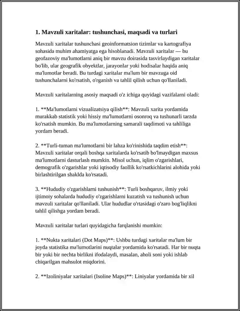 MAVZULI XARITALARI O'RGANISH, ULANI TAHLILI VA BAYONI 3