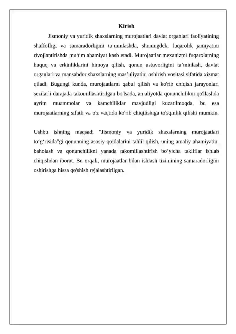 Jismoniy va yuridik shaxslarning murojaatlari toʻgʻrisida qonun 3