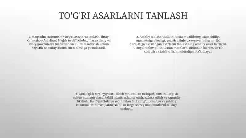 Ilmiy-Ommabop Asarlarni OʻQish Metodi 3