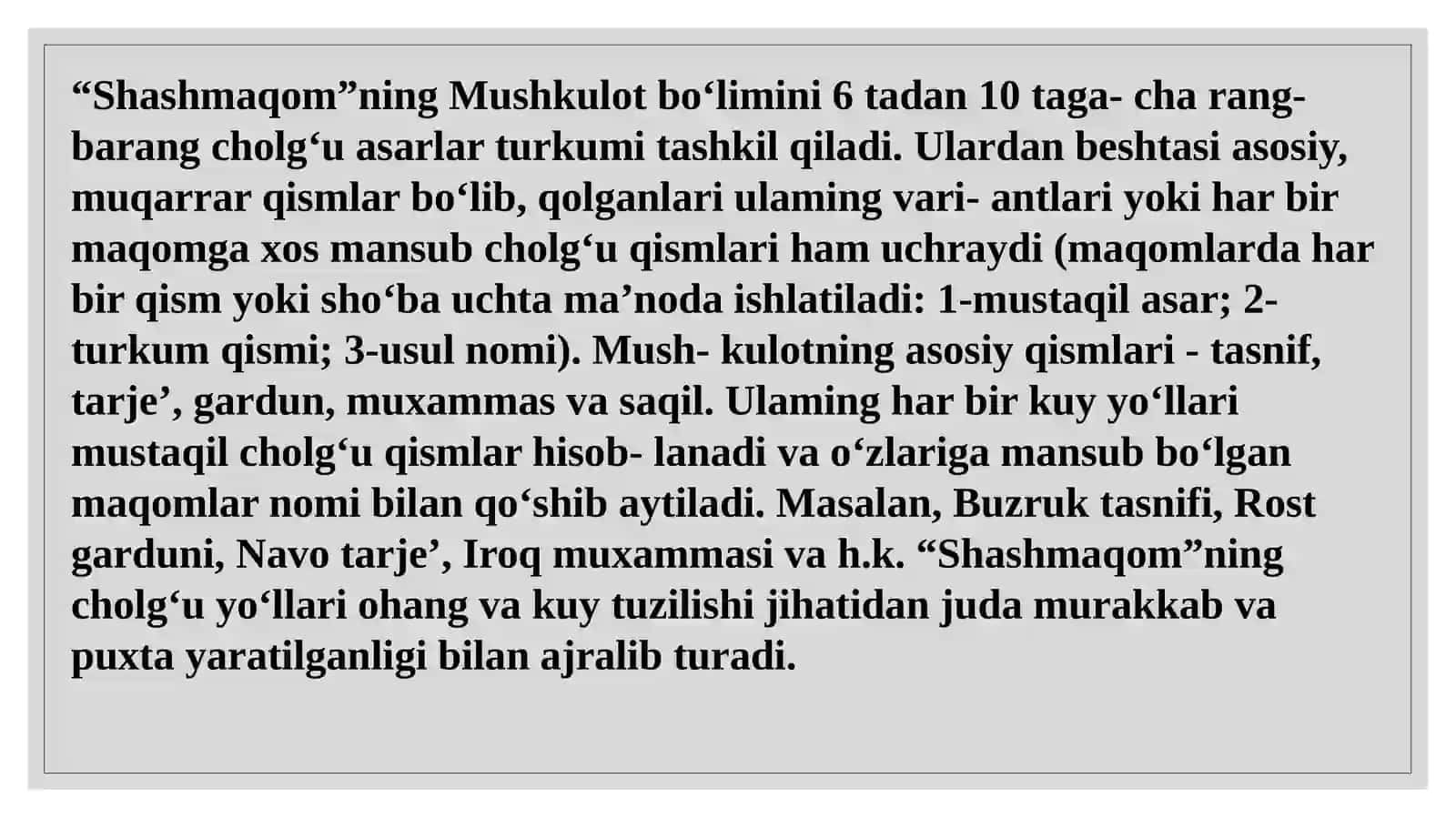 “SHASHMAQOM”NING CHOLG’U BO;LIMI 3