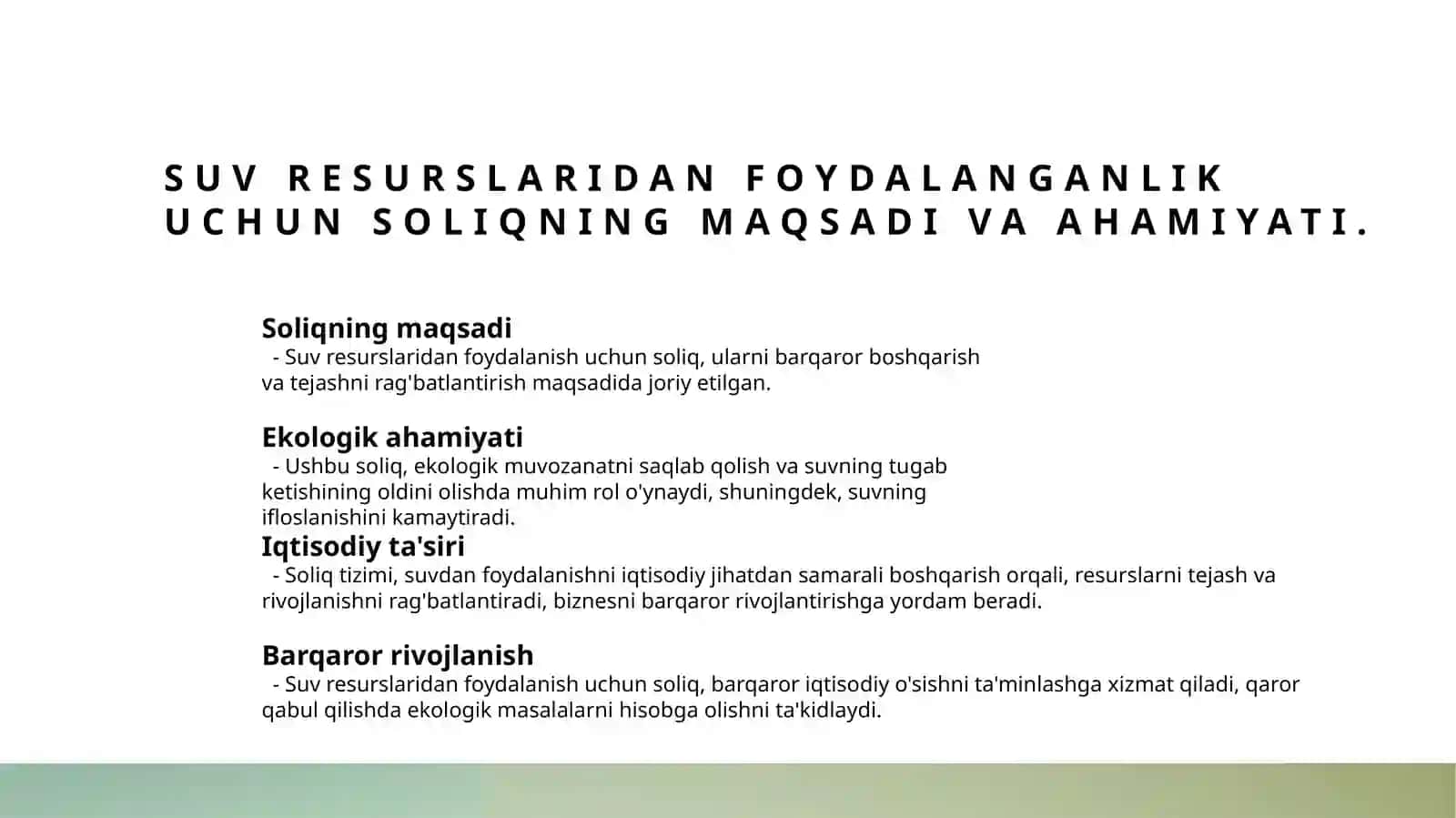Suvresurslaridan foydalanganlik uchun soliq 3