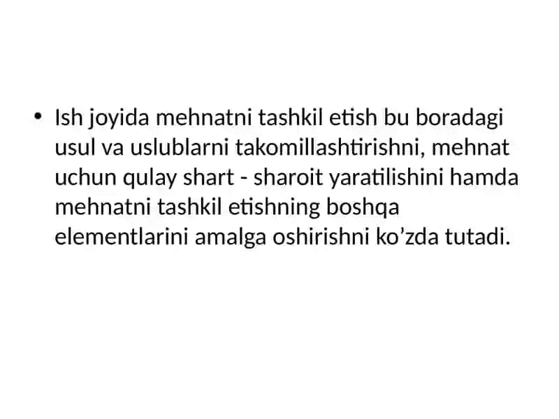 Ish joylarini tashkil etish, ixtisoslashtirish va rejalashtirish 3