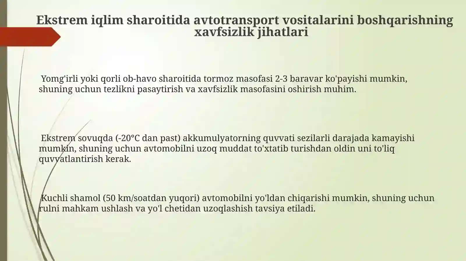 Avtotransport vositalarini ekstremal iqlim sharoitlarida ekspluatatsiya qilish jihatlari 3