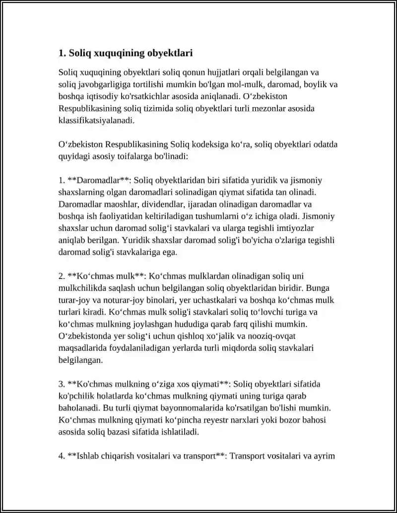 SOLIQ XUQUQIY MUNOSABATLARING OBYEKTI VA SUBYEKTI 3