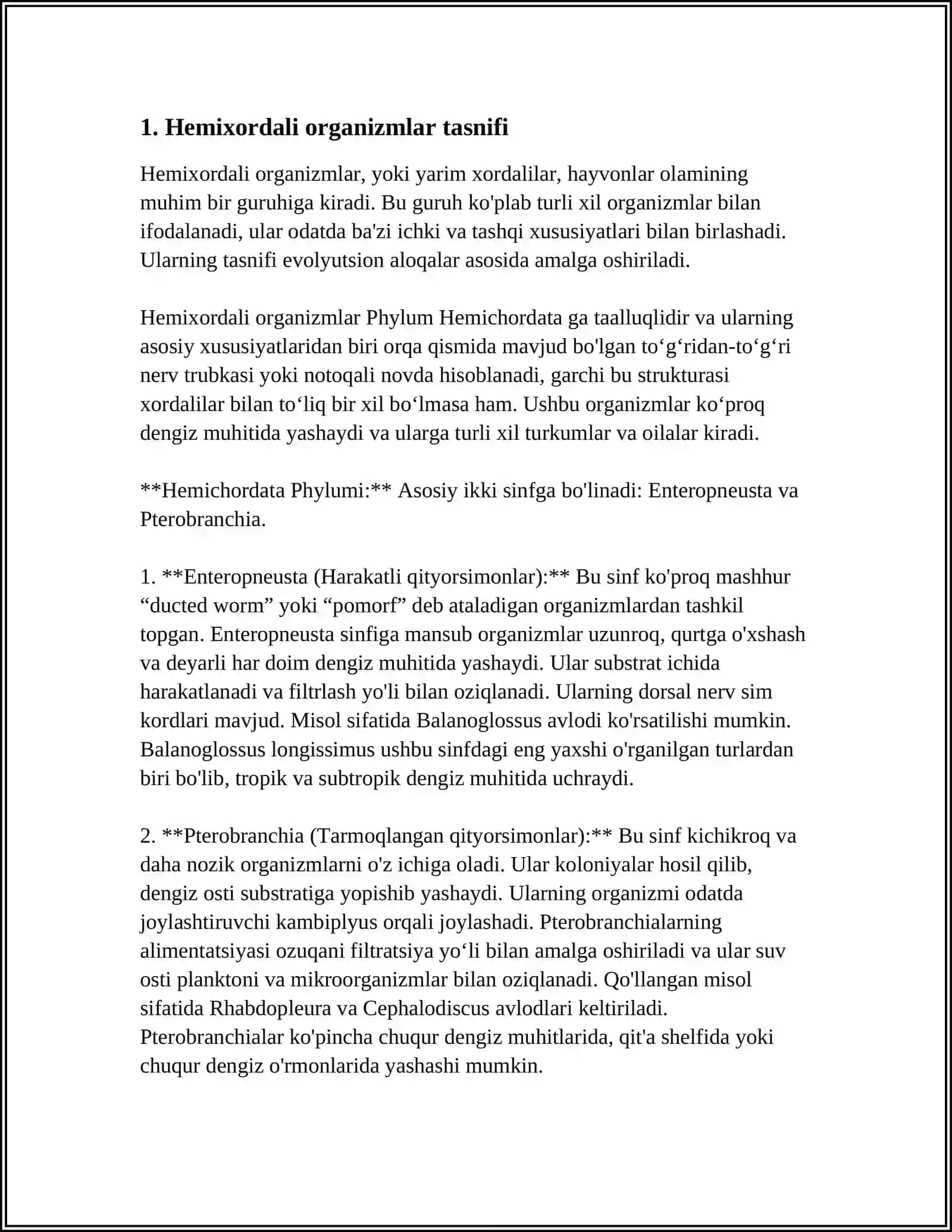 CHALA XORDALILAR TIPI - HEMICHORDATA 3