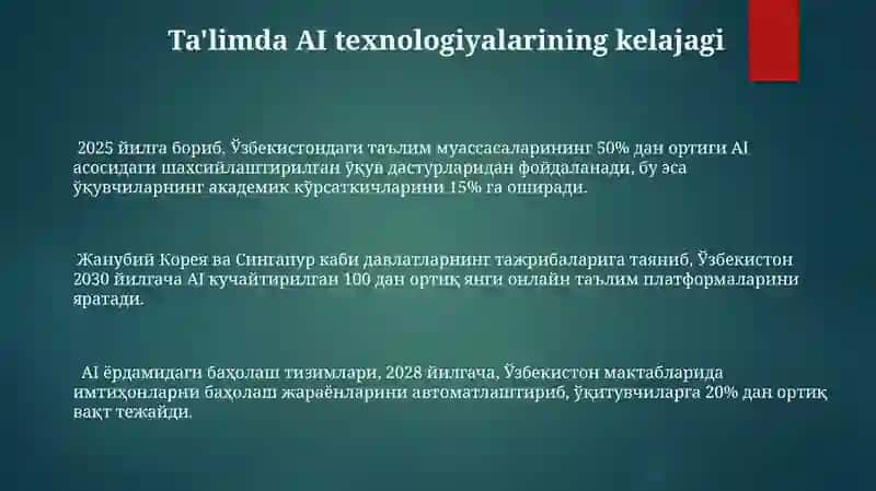 Talimda sun’iy intellekt texnologiyalari va ulardan foydalanish metodikasi 3