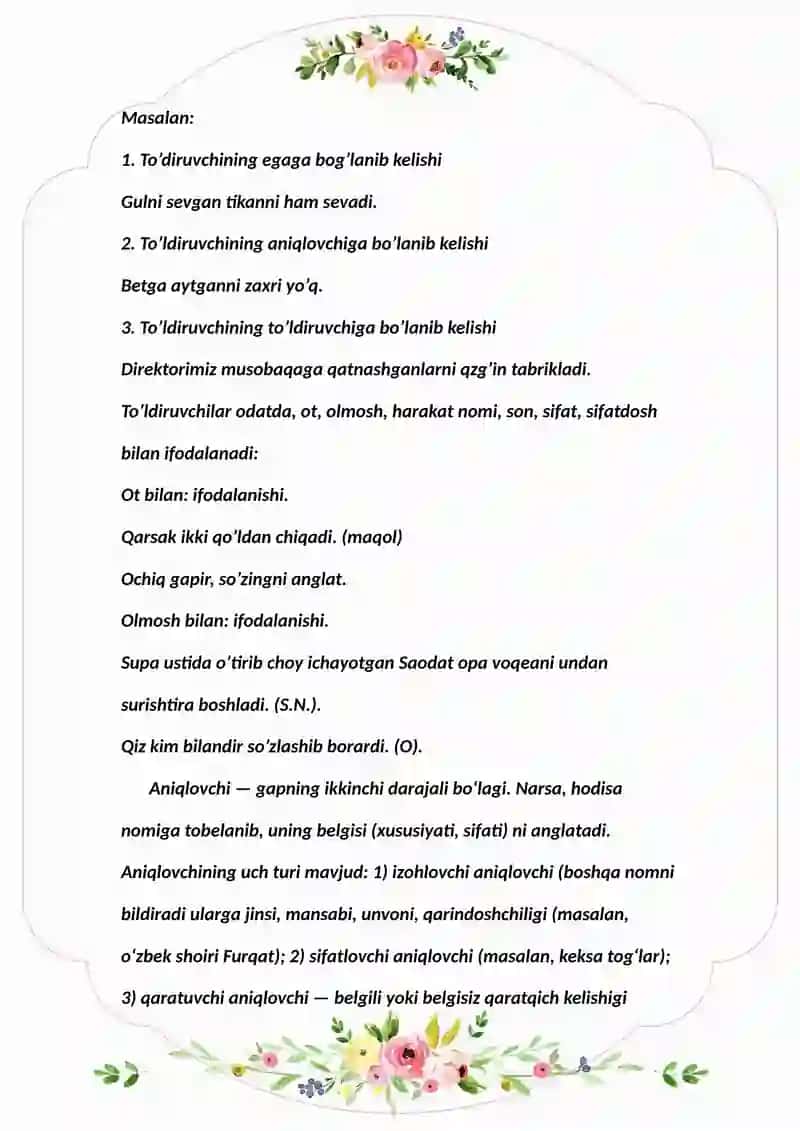 Gapning ikkinchi darajali bo’laklari 3