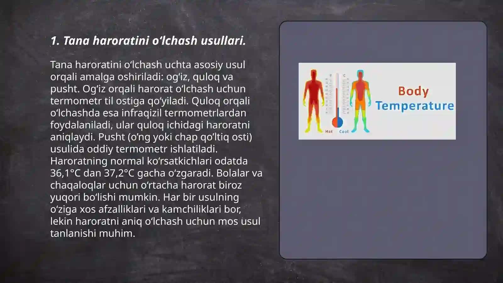 Tana xaforatini o‘lchash. Isitmalyotgan bemorlarni parvarish qilish usullari 3