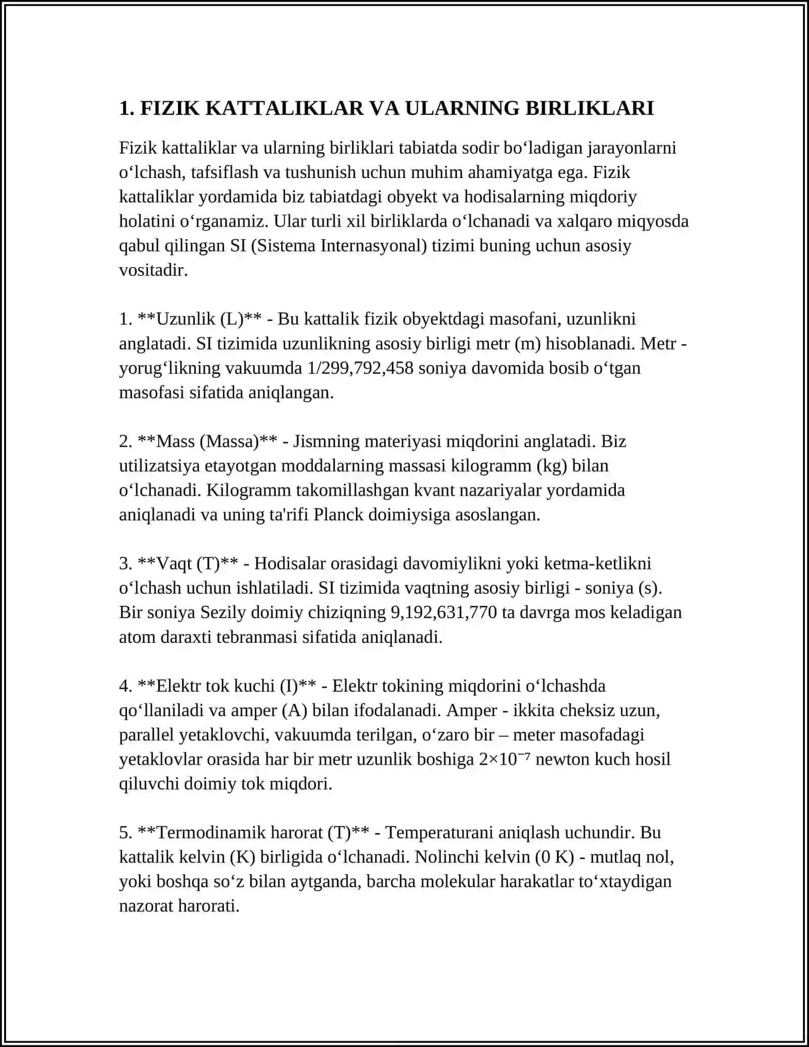 FIZIK KATTALIKLAR VA ULARNING BIRLIKLARI. XATOLIKLAR NAZARIYASI 3