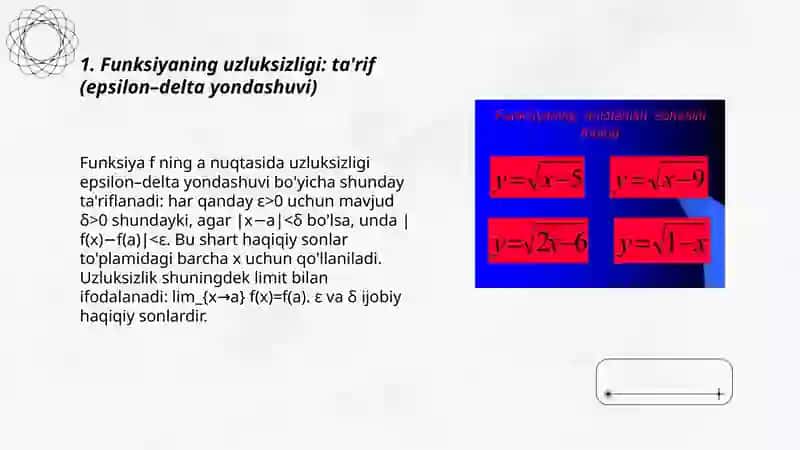 Funksiya uzluksizligi va uzilish turlari 3