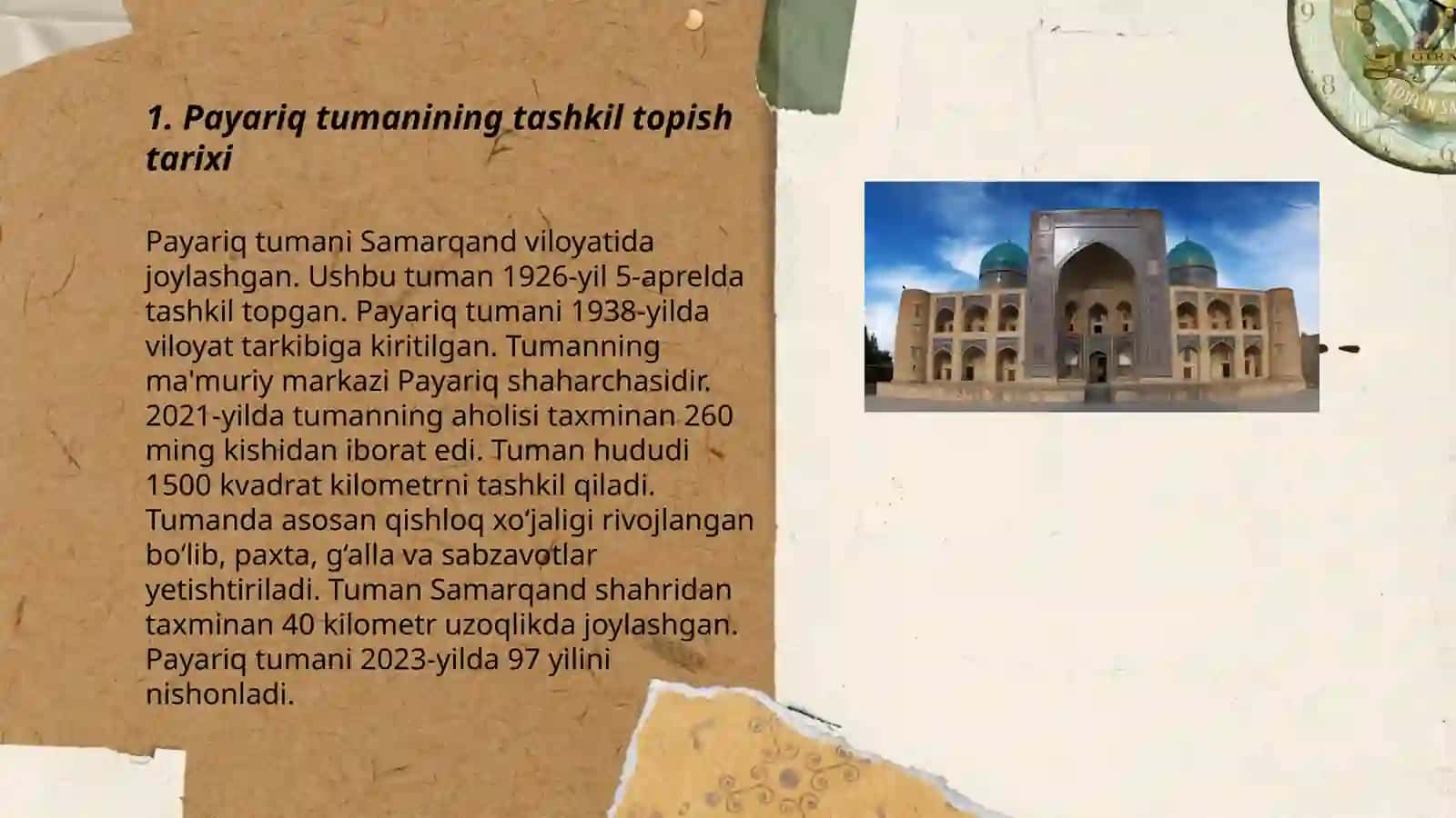 Samarqand Viloyati Payariq tumani tarixi haqida 3