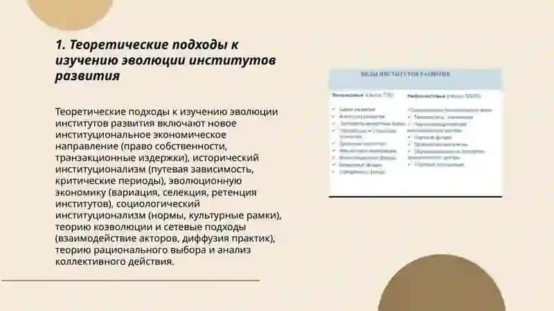 Теоретические подходы к изучению эволюции институтов развития 3
