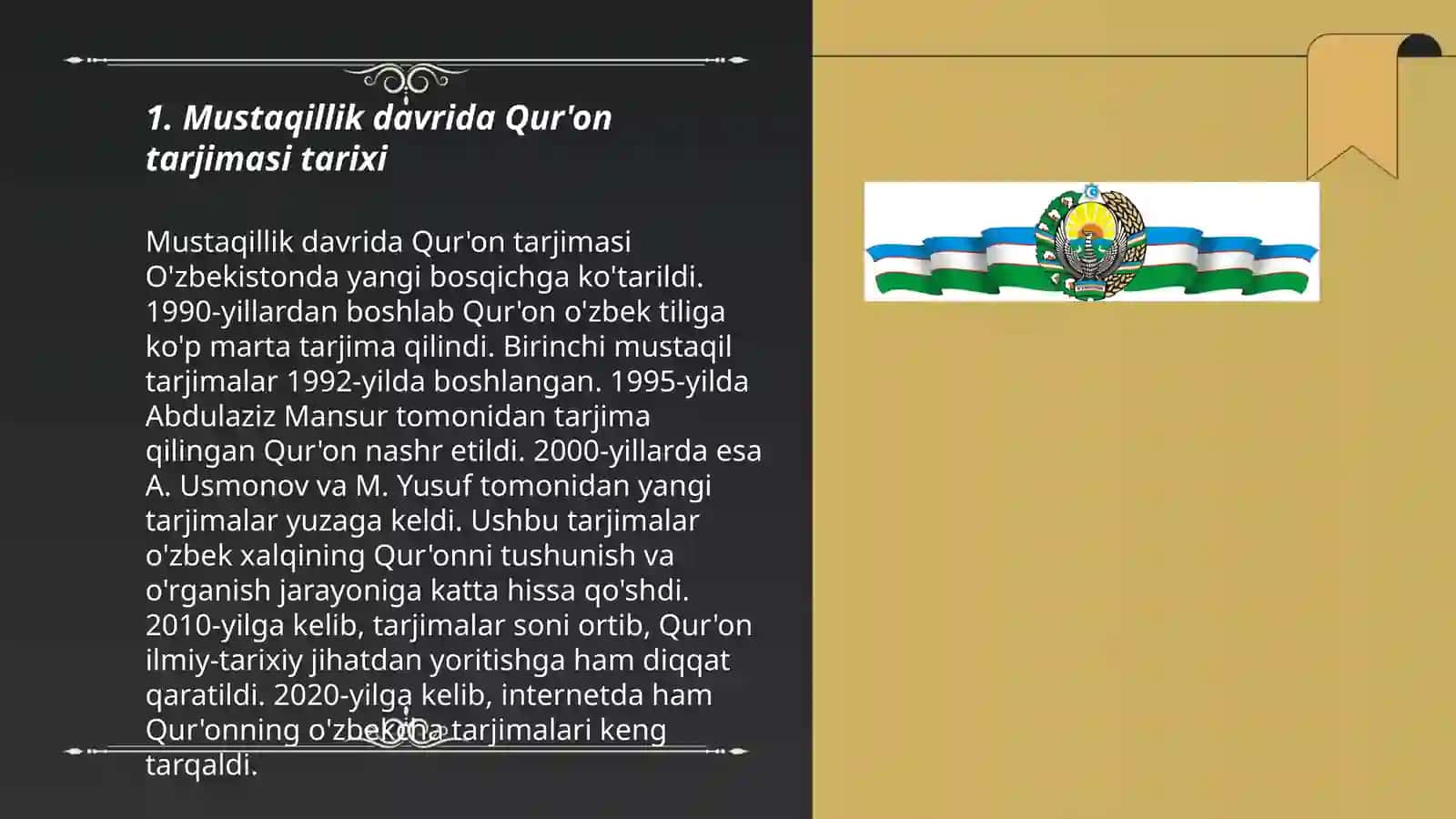 Mustaqillik yillarida Qur'onning o'zbek tiliga tarjima qilinishi va tafsifi 3
