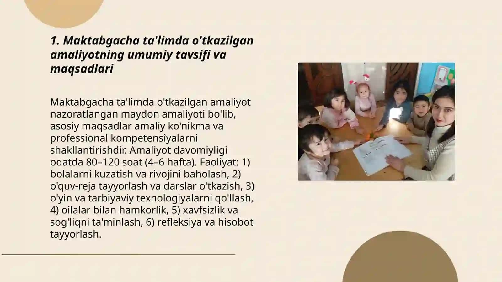 Maktabgacha taʼlimda qilingan amaliyot hisoboti 3